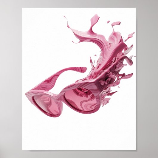 3D GERENDERDE ABSTRACTE ROZE EN WITTE VERFSPAT POSTER (Voorkant)