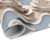 3D gerenderde rozen in tinten blauw en wit Cadeaupapier (Rol Hoek)