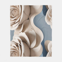 3D gerenderde rozen in tinten blauw en wit Fleece Deken