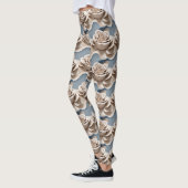3D gerenderde rozen in tinten blauw en wit Leggings (Links)