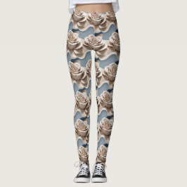3D gerenderde rozen in tinten blauw en wit Leggings