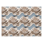 3D-gerenderde rozen in tinten blauw en wit Tafelkleed (Voorkant (Horizontaal))