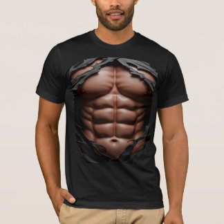 3D gescheurd ABS T-shirt – Realistische spierborst