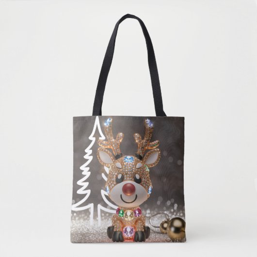 3D gestileerde Rudolph Canvas tas kerstrendier (Voorkant)