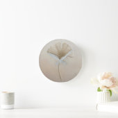 3D Gestructureerde Borduurwerk Ginkgo Blad Beige C Ronde Klok (Huis)