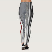 3D getextureerd rood en grijs Leggings (Achterkant)