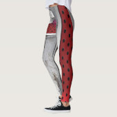 3D getextureerd rood en grijs Leggings (Links)