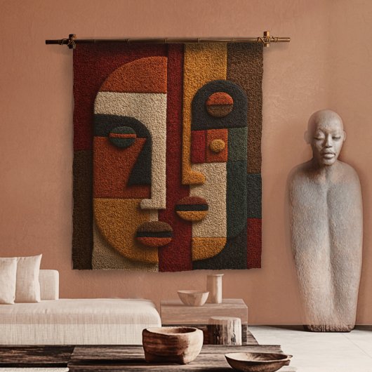 3D Getextureerde Mudcloth Geïnspireerde Terracotta Wandkleed