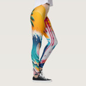 3D Getextureerde Tropische Golf & Zon Abstract Imp Leggings (Rechts)