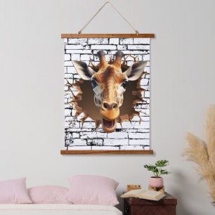 3D-giraffe-muurbreukkunst – Realistische safari Hangend Wandkleed