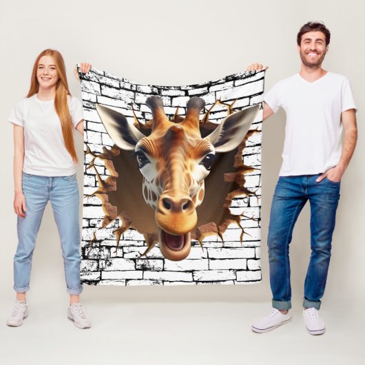 3D Giraffe Wall Break Art – Realistic Safari Fleece Deken (In situ)