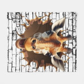 3D Giraffe Wall Break Art – Realistic Safari Fleece Deken (Voorkant (Horizontaal))