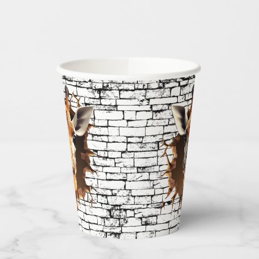 3D Giraffe Wall Break Art – Realistic Safari Papieren Bekers (Links)