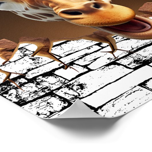 3D Giraffe Wall Break Art – Realistic Safari Poster (Hoek)