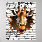3D Giraffe Wall Break Art – Realistic Safari Poster (Voorkant)