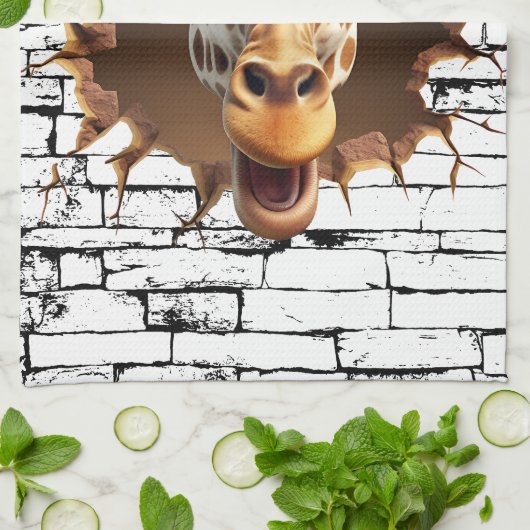 3D Giraffe Wall Break Art – Realistic Safari Theedoek (Gevouwen)