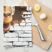 3D Giraffe Wall Break Art – Realistic Safari Theedoek (Quarter Fold)