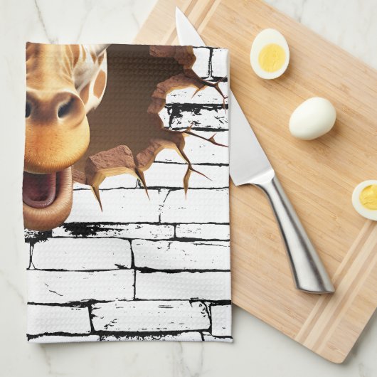 3D Giraffe Wall Break Art – Realistic Safari Theedoek (Quarter Fold)