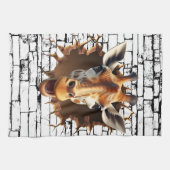 3D Giraffe Wall Break Art – Realistic Safari Theedoek (Horizontaal)
