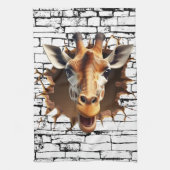 3D Giraffe Wall Break Art – Realistic Safari Theedoek (Verticaal)