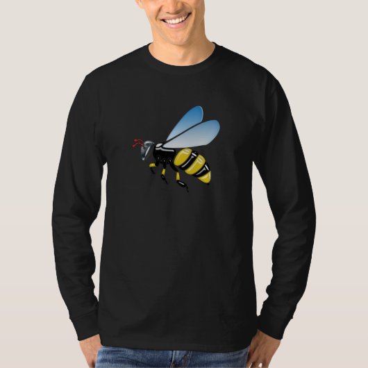 3D glanzend Geel en Zwarte Bumble Bee. T-shirt (Voorkant)