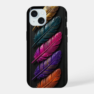 3D Glanzend Goud Teal Magenta Paars iPhone Hoesje 15 Case