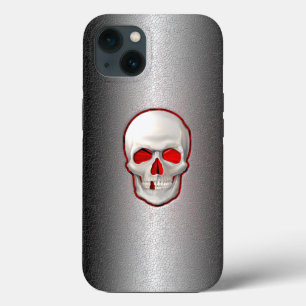 3D-glanzende schedel inleg op gebarsten metaal Case-Mate iPhone Case