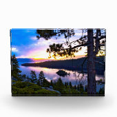 3D Glass Lake Tahoe Emerald Bay Art Fotoblokken (Voorkant)