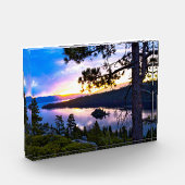 3D Glass Lake Tahoe Emerald Bay Art Fotoblokken (Links)