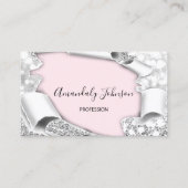 3D Glitter Makeup Artist Event Pink Silver Glitter Visitekaartje (Voorkant)