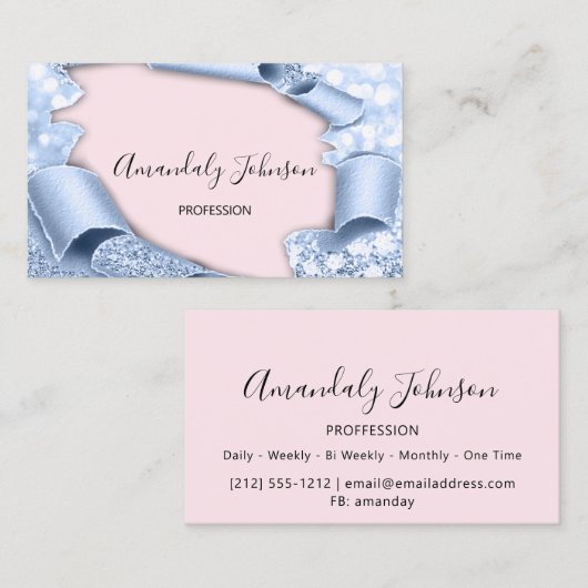 3D Glitter Makeup Artist Roos Roze Blauw Glitter Visitekaartje (Voorkant / Achterkant)