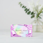 3D Glitter Makeup Event Planner Holografen Roze Visitekaartje (Staand voorkant)