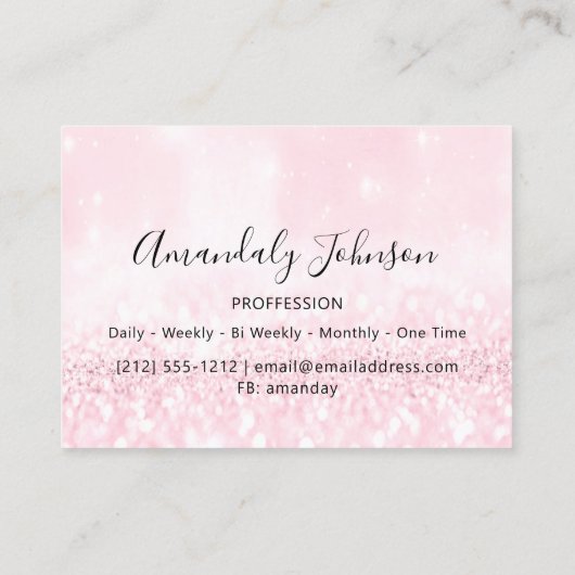 3D Glitter Makeup Event Planner luxe Roze Visitekaartje (Achterkant)