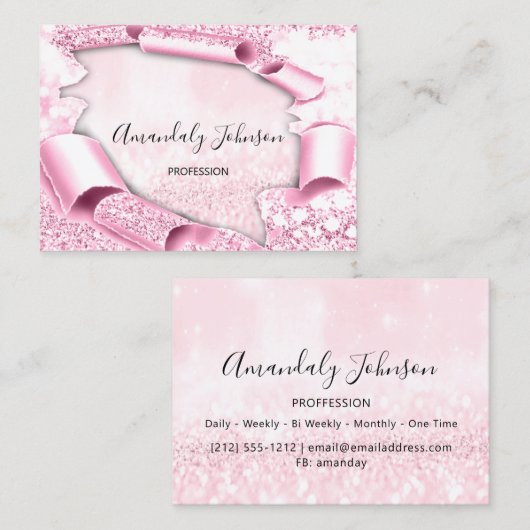 3D Glitter Makeup Event Planner luxe Roze Visitekaartje (Voorkant / Achterkant)