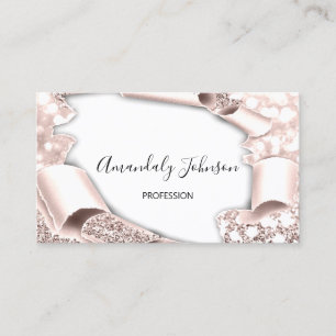 3D Glitter Makeup Event Planner Pink Rose Glam Visitekaartje