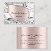 3D Glitter Makeup Event Planner ROOS Silver Visitekaartje (Voorkant / Achterkant)