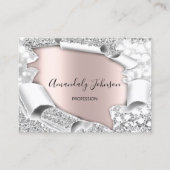 3D Glitter Makeup Event Planner ROOS Silver Visitekaartje (Voorkant)