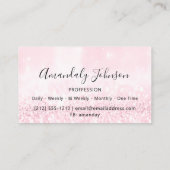 3D Glitter Makeup Event Planner Uniek Roze Visitekaartje (Achterkant)