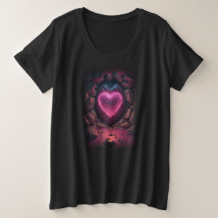3D gloeiend hart diep van binnen Grote Maat T-shirt