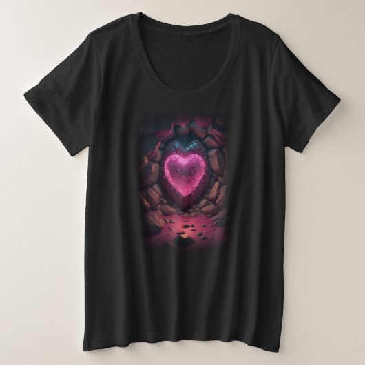 3D gloeiend hart diep van binnen Grote Maat T-shirt (Design voorkant)