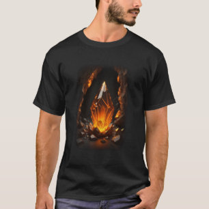 3D gloeiend kristal oranje rood T-shirt