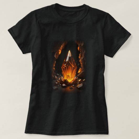 3D gloeiend kristal Sinaasappel rood T-shirt (Design voorkant)