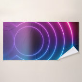 3d, gloeiende lijnen, tunnel, neonlichten, virtuee badhanddoek (Badhanddoek)