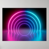 3d, gloeiende lijnen, tunnel, neonlichten, virtuee poster (Voorkant)