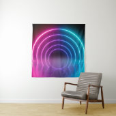 3d, gloeiende lijnen, tunnel, neonlichten, virtuee wandkleed (In situ)