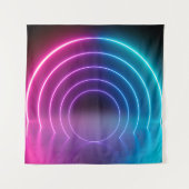 3d, gloeiende lijnen, tunnel, neonlichten, virtuee wandkleed (Voorkant)