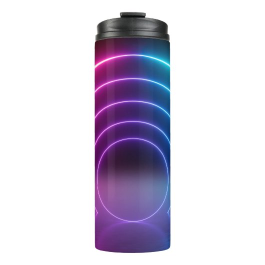 3d, glowing lines, tunnel, neon lights, virtual re thermosbeker (Voorkant)