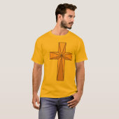 3D Gold Cross - Mannen - korte hoes Shirt (Voorkant volledig)