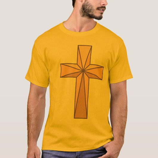 3D Gold Cross - Mannen - korte hoes Shirt (Voorkant)