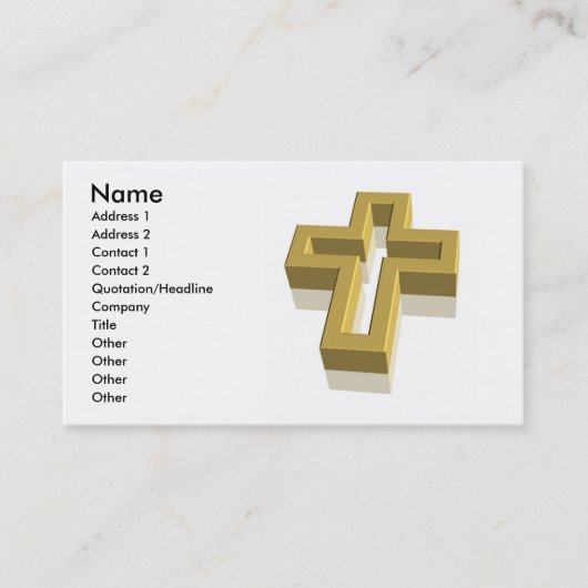 3D Gold Cross Visitekaartje (Voorkant)